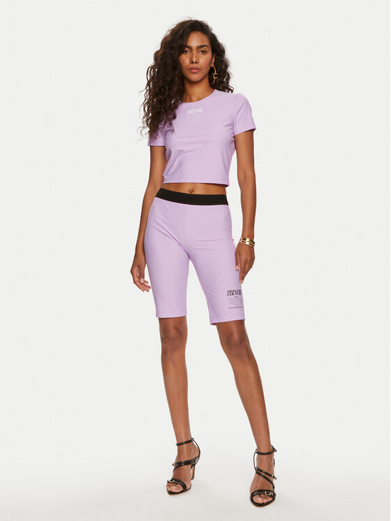 Versace Jeans Couture Versace Jeans Couture Marškinėliai 76HAH602 Violetinė Slim Fit