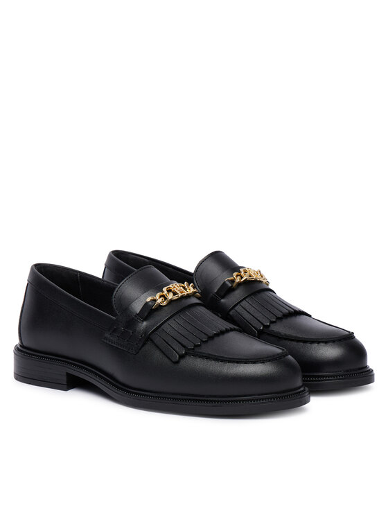 Tommy Hilfiger Tommy Hilfiger Chunky loafers Th Chain Fringe Leather Loafer FW0FW09668 Nero