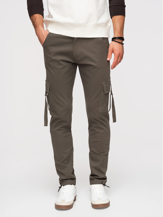 Ombre Ombre Spodnie cargo P1516 Szary ciemny Regular Fit