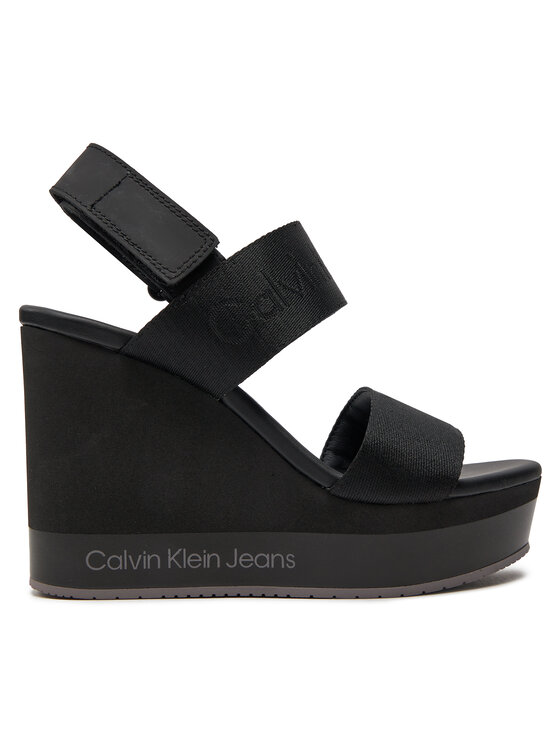 Calvin Klein Jeans Sandali Wedge Sandal Webbing In Mr YW0YW01360 Nero, taglia : 41