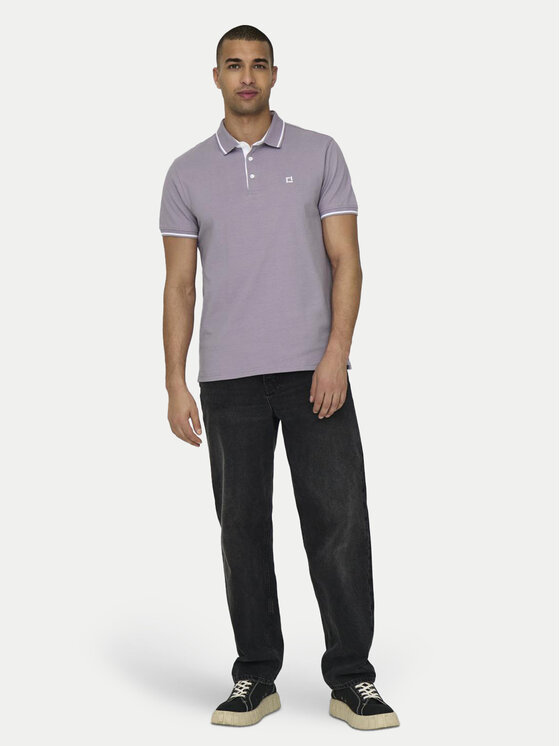Only & Sons Only & Sons Тениска с яка и копчета Fletcher 22024827 Виолетов Regular Fit