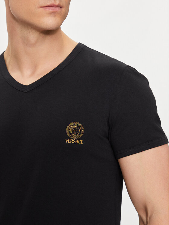 Versace Versace Σετ 2 T-Shirts AU10193 Μαύρο Slim Fit