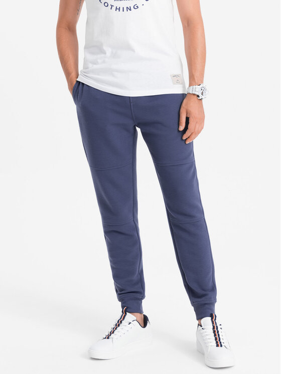 Ombre Ombre Teplákové kalhoty OM-PASK-0129 Tmavomodrá Regular Fit