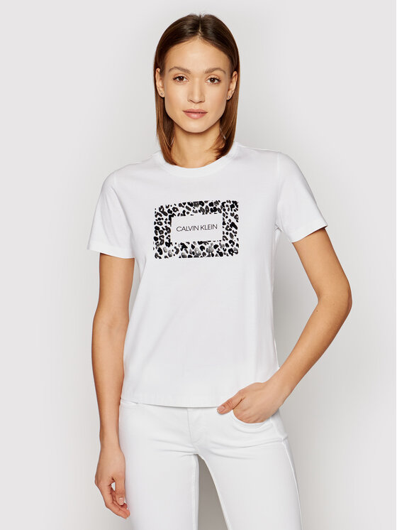Calvin Klein Calvin Klein Póló Ss Leo Box K20K202910 Fehér Regular Fit