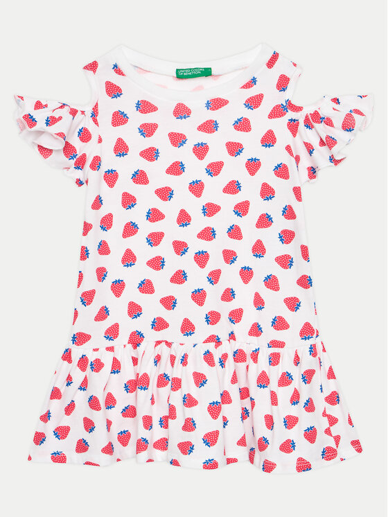 United Colors Of Benetton United Colors Of Benetton Každodenní šaty 3M39GV00U Bílá Regular Fit
