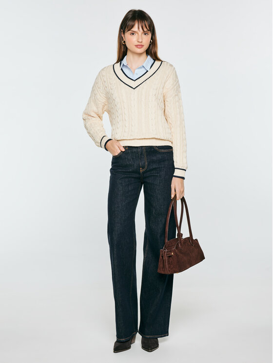 BIG STAR BIG STAR Sweter CALIA Kremowy Comfort Fit