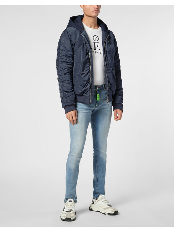 PHILIPP PLEIN PHILIPP PLEIN Vatovaná bunda 23011 Modrá Regular Fit