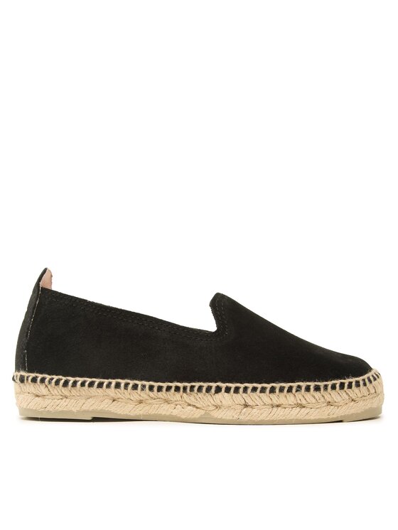 Manebi Espadrile Suede Flat Espadrilles Črna