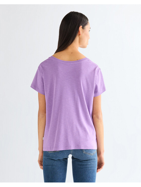Wrangler Wrangler T-Shirt EASY V NECK Fioletowy Regular Fit