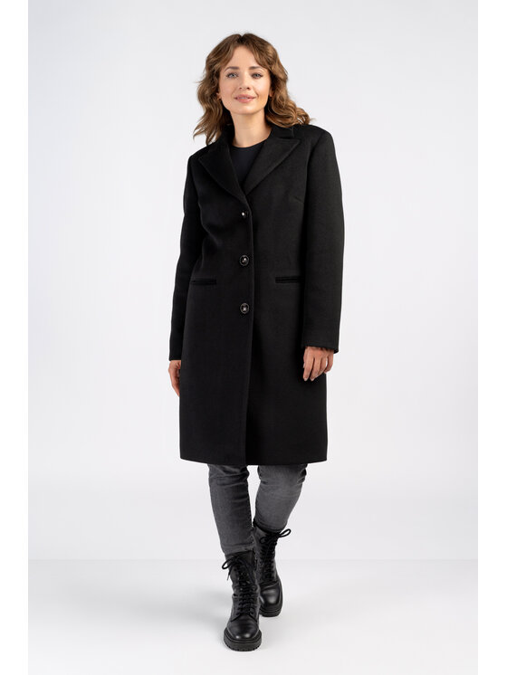 Salme Salme Vlnený kabát Mollie Čierna Regular Fit