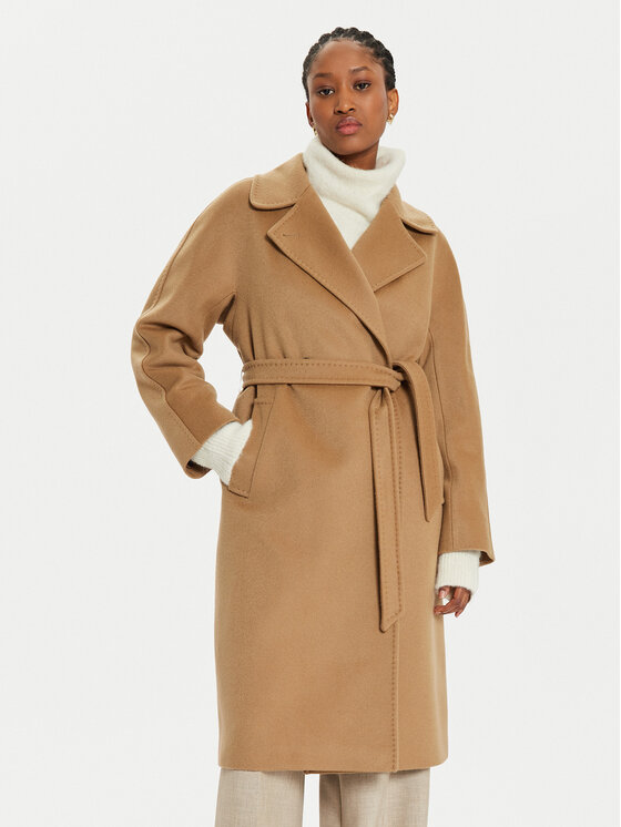 Weekend Max Mara Vlnený kabát Cascia 2425016082 Béžová Regular Fit