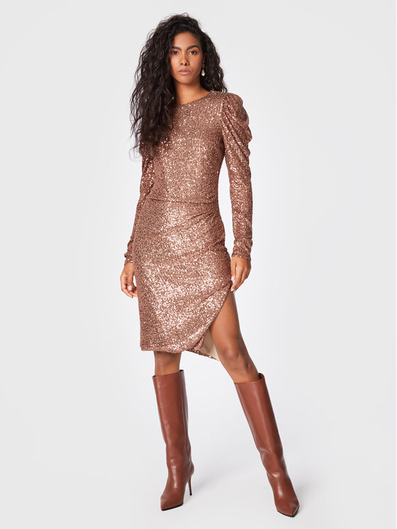 Silvian Heach Silvian Heach Koktel haljina Vestit CVA22264VE Smeđa Slim Fit