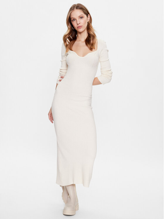 Edited Edited Kötött ruha Sunna EDT6713001000002 Ekru Slim Fit