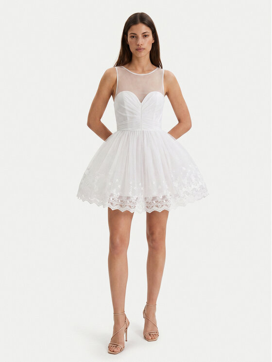 Bardot Bardot Koktejlové šaty Hilda Hoop 60223DB Biela Regular Fit