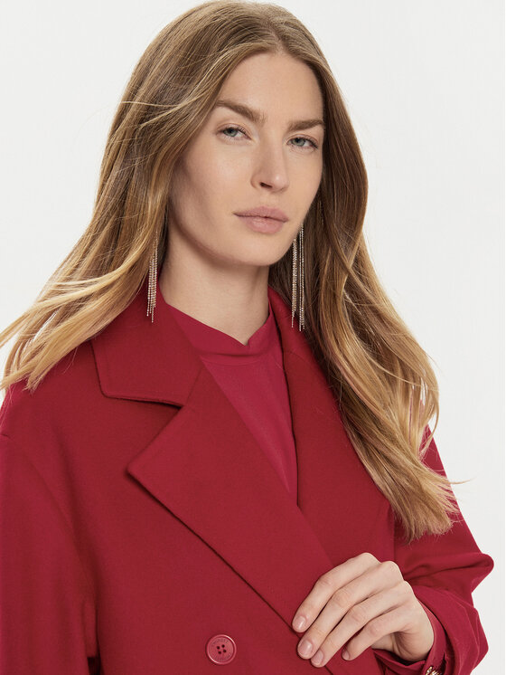 TWINSET TWINSET Płaszcz wełniany 242TT2203 Czerwony Loose Fit