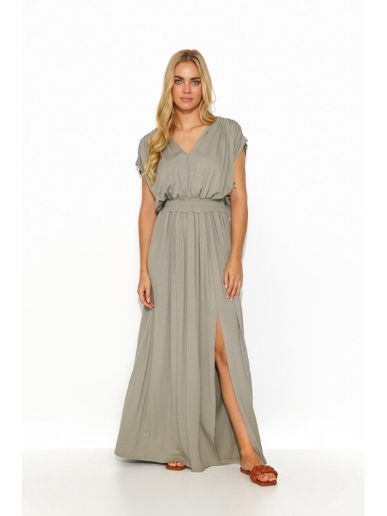 Makadamia Makadamia Sukienka codzienna M825 Szary Comfortable Fit