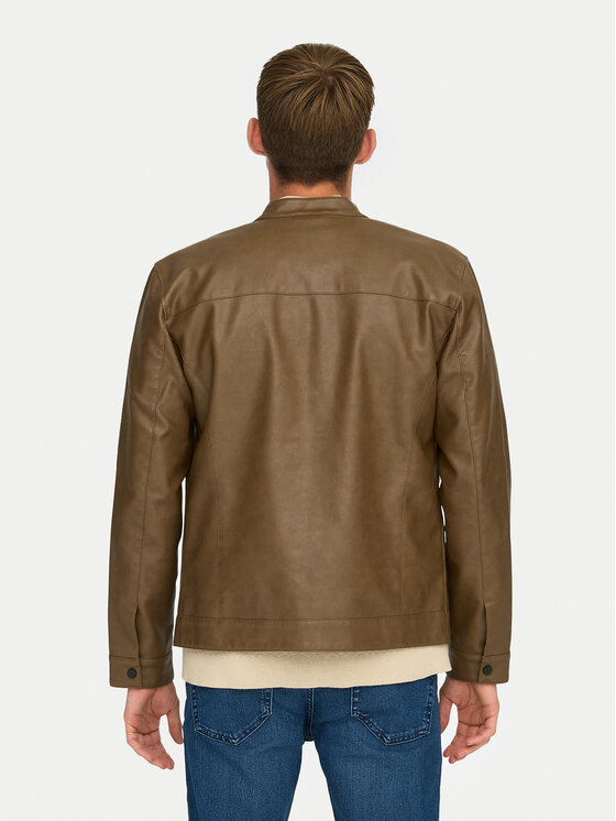 Only & Sons Only & Sons Jakna iz umetnega usnja Mike 22012339 Rjava Regular Fit