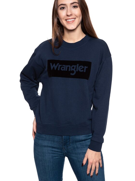 Wrangler Wrangler Bluza High Rib Retro Sweat; High Rib Retro Niebieski Regular Fit