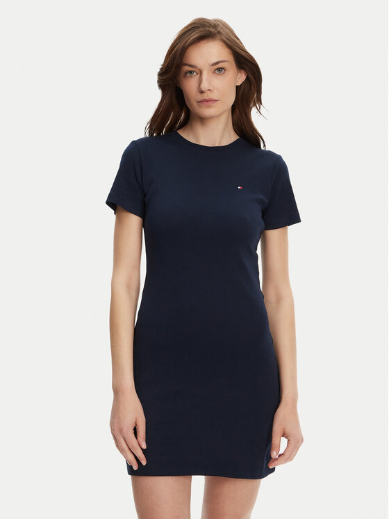 Tommy Hilfiger Tommy Hilfiger Rochie de zi New Cody WW0WW42721 Bleumarin Slim Fit