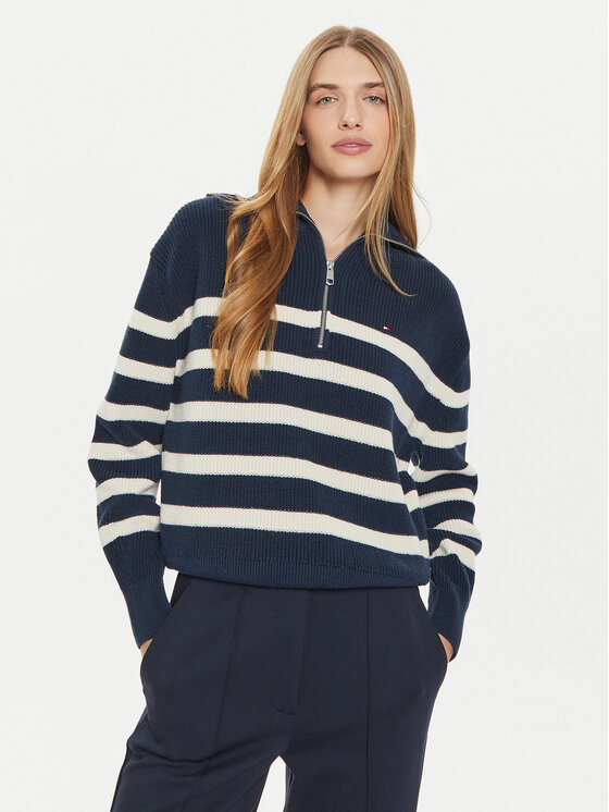 Tommy Hilfiger Pulover WW0WW42141 Mornarsko Modra Relaxed Fit