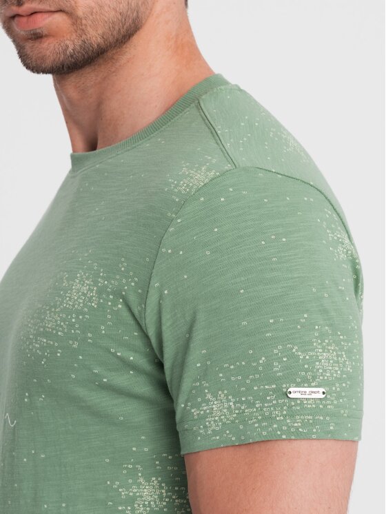 Ombre Ombre T-Shirt OM-TSFP-0179 Zelená Regular Fit