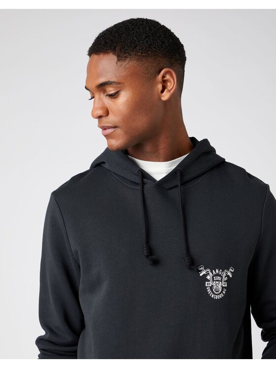 Wrangler Wrangler Felpa BIKER HOODIE Nero Regular Fit