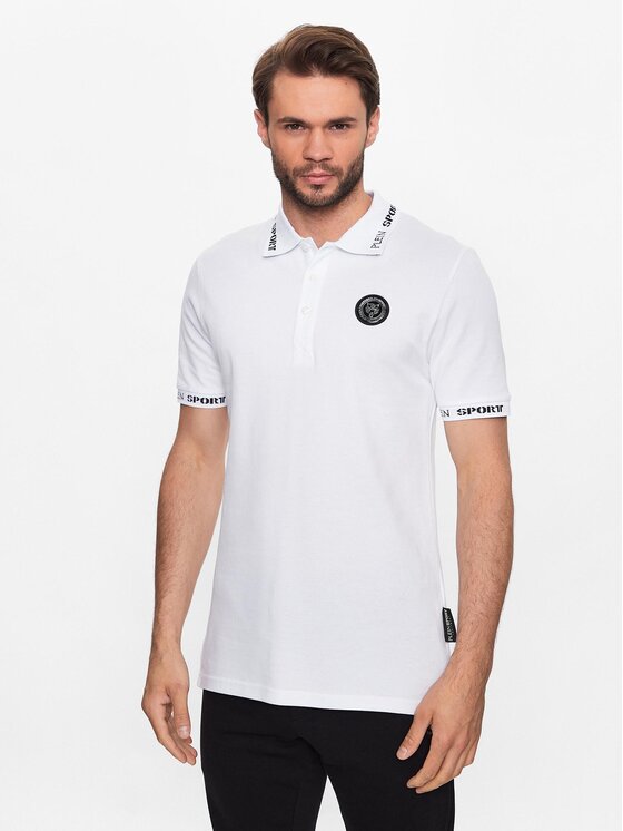 Plein Sport Polo Majica Tiger SACC MTK6047 STE003N Bela Regular Fit