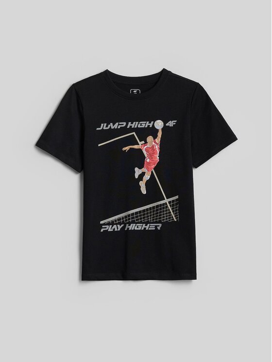 4F 4F T-Shirt 4FJRAW26TTSHM4345-20S Černá Regular Fit