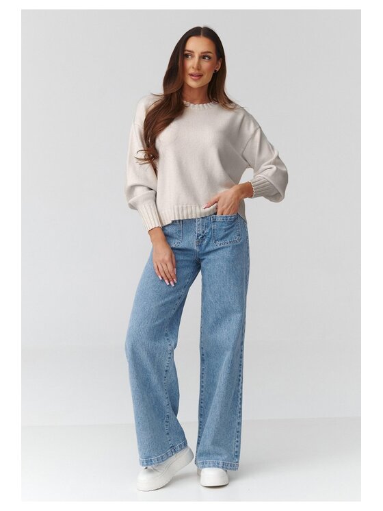 Makadamia Makadamia Sweter C43 Beżowy Loose Fit