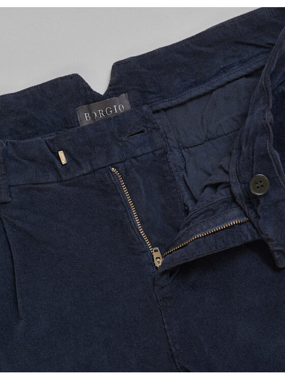 Borgio Borgio Spodnie materiałowe velluto Granatowy Slim Fit