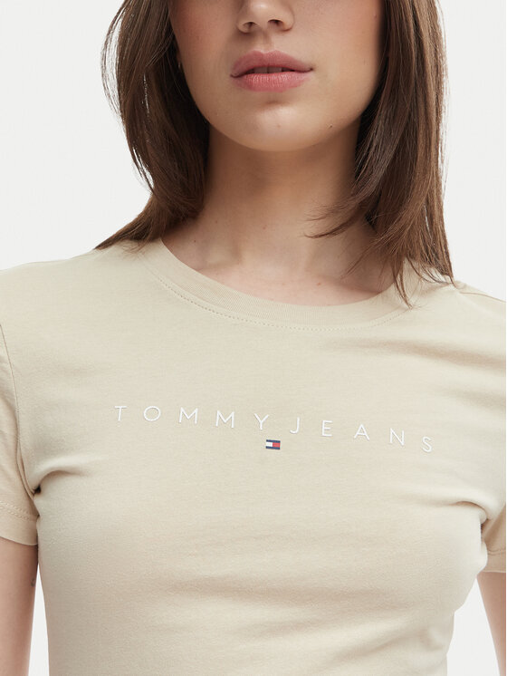 Tommy Jeans Tommy Jeans T-Shirt DW0DW18398 Ανοιχτό μπεζ Slim Fit