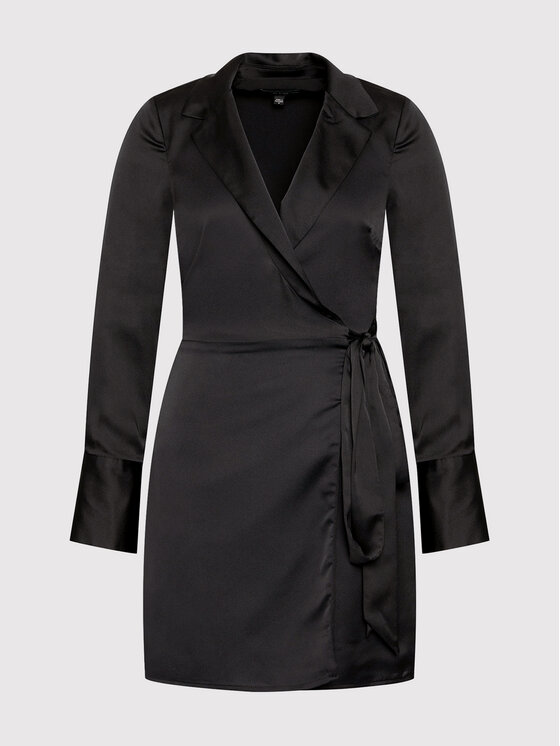 Guess Guess Kokteilinė suknelė Eden Wrap W1GK02 RD8G2 Juoda Regular Fit