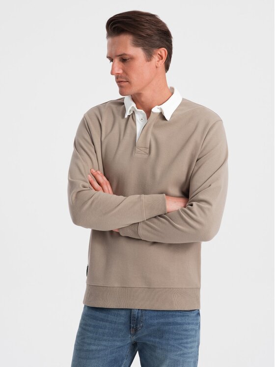 Ombre Ombre Mikina OM-SSNZ-0132 Béžová Large Fit