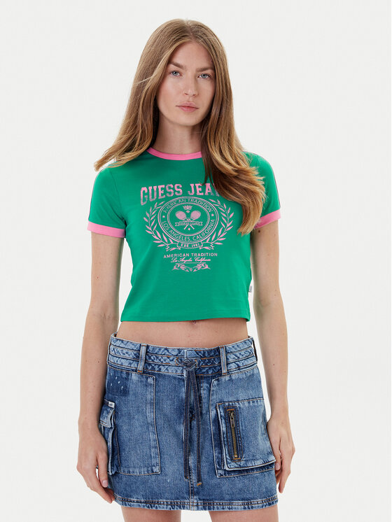 Guess Jeans Guess Jeans T-Shirt W5YI03 J1314 Zielony Regular Fit