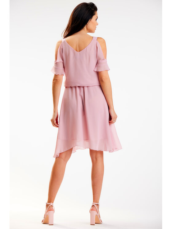 Awama Awama Sukienka letnia A572 Różowy Basic Fit
