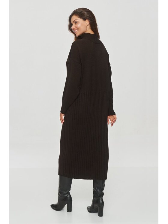 Makadamia Makadamia Sukienka dzianinowa S154 Brązowy Loose Fit