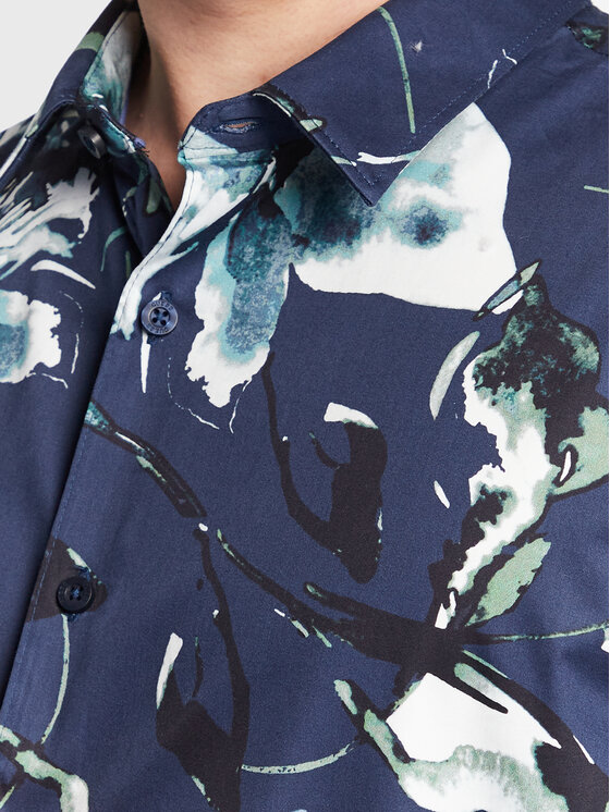 Guess Guess Košulja M3GH24 W7N50 Tamnoplava Slim Fit