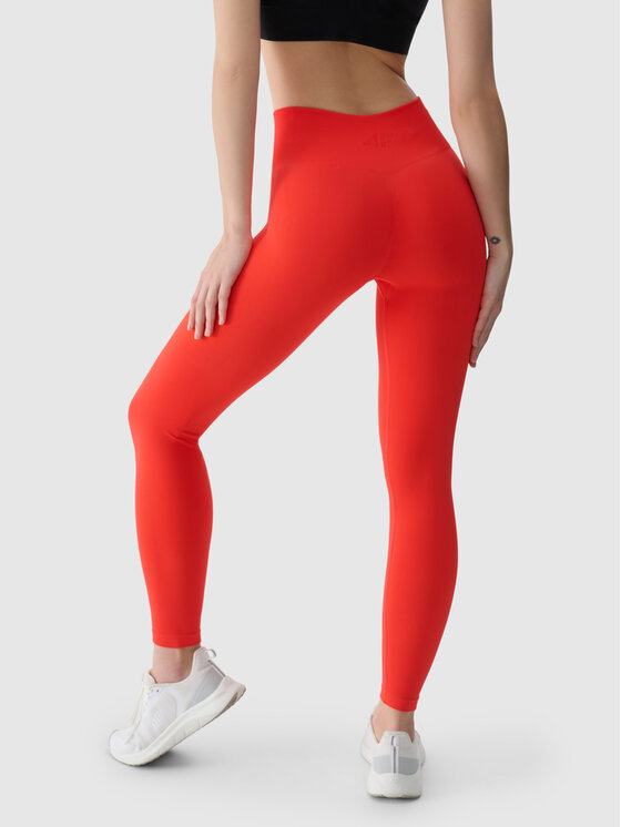 4F 4F Legginsy BASIC+ Czerwony Slim Fit