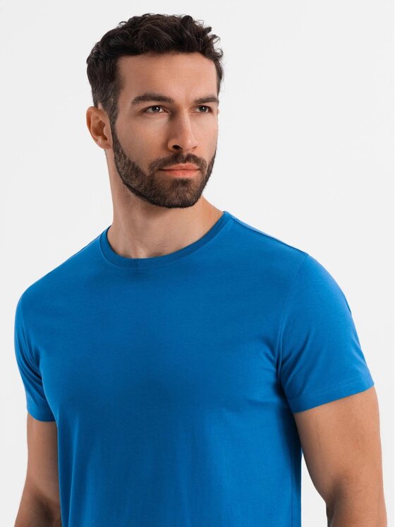 Ombre Ombre T-Shirt OM-TSBS-0236 Niebieski Regular Fit