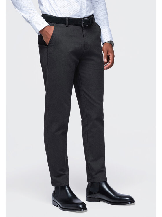 Ombre Ombre Chinosy OM-PACP-0308 Czarny Slim Fit