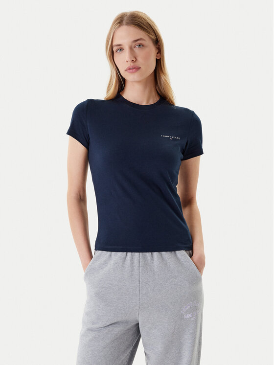 Tommy Jeans Tommy Jeans Tricou Linear DW0DW21164 Bleumarin Slim Fit