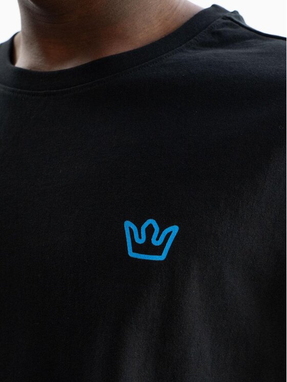 Jigga Wear Jigga Wear T-Shirt Koszulka Z Krótkim Rękawem Oversize Męska Czarna / Niebieska Jigga Wear Simple Crown 2XL Czarny Oversize