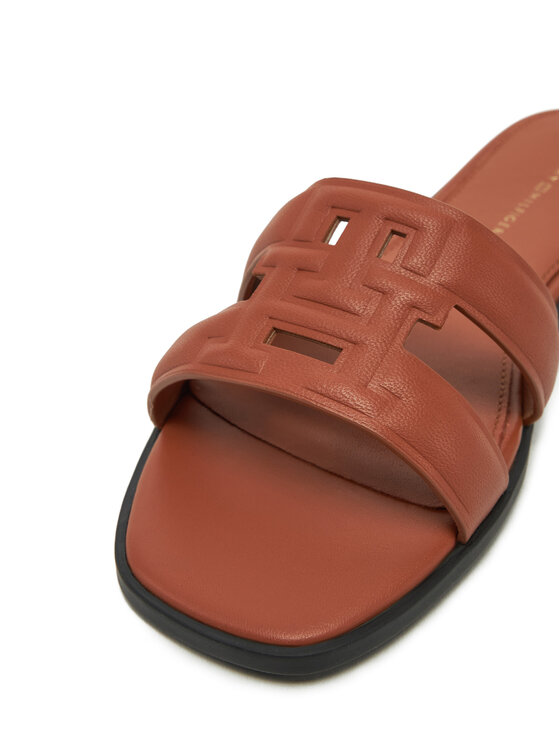 Tommy Hilfiger Tommy Hilfiger Natikači Th Logo Strap Mule FW0FW08671 Rjava