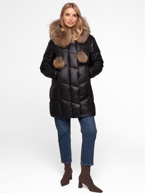 Perso Perso Kurtka damska BLH252535FXR Czarny Regular Fit
