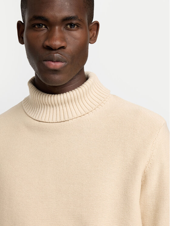 Selected Homme Selected Homme Bluză cu gât 16086644 Bej Regular Fit