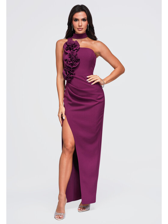 Ombre Ombre Večerní šaty LA-OM-DLR453 Fialová Slim Fit