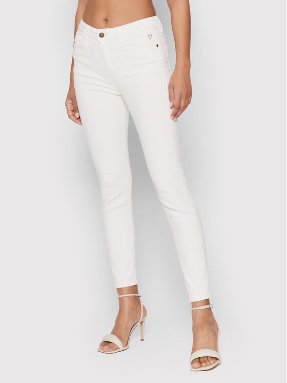 Desigual Desigual Jeansy Basic Core 22SWDD04 Biały Skinny Fit