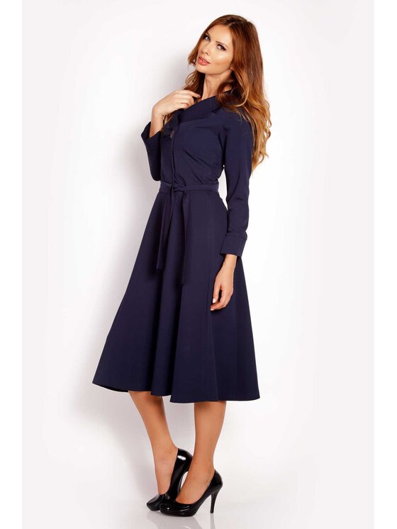 Awama Awama Koktejlové šaty L016 Tmavomodrá Basic Fit