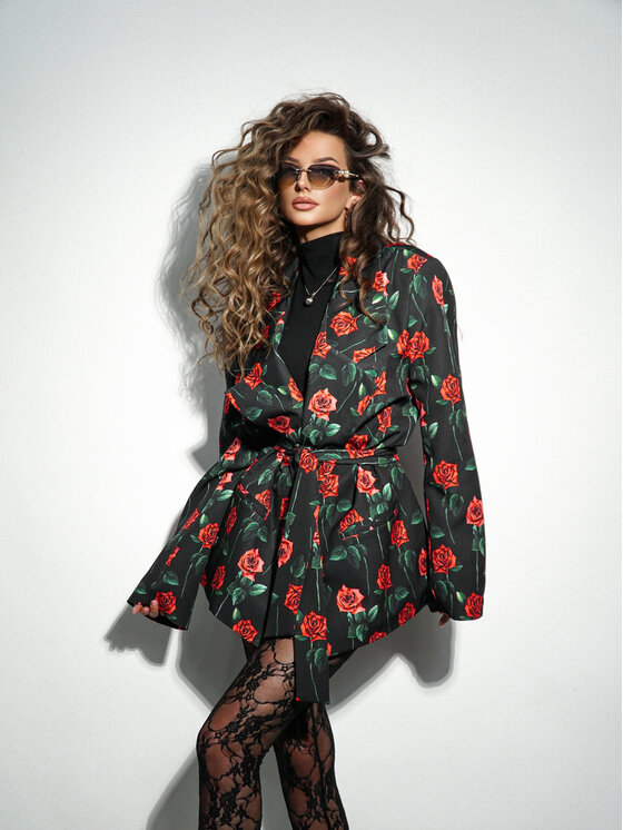LilaLou LilaLou Marynarka About You Czarny Oversize