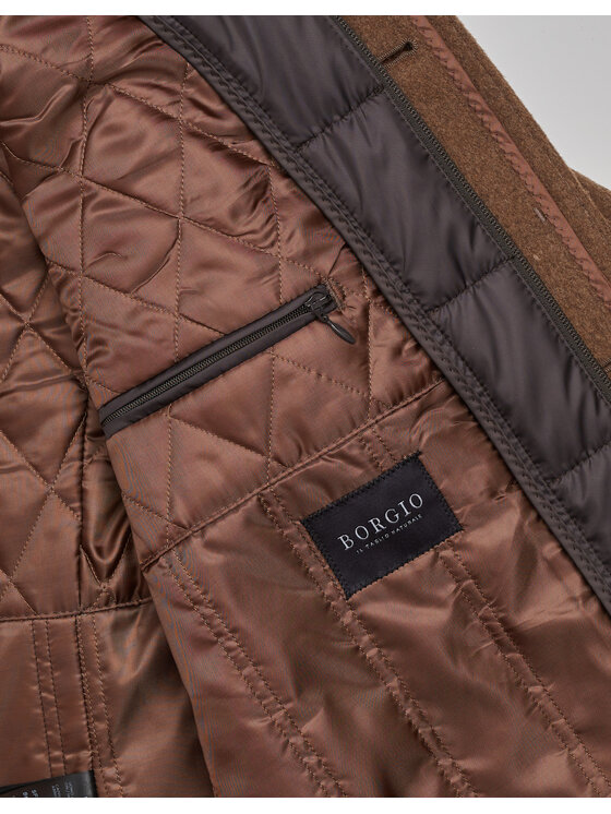 Borgio Borgio Płaszcz wełniany sferro Brązowy Slim Fit
